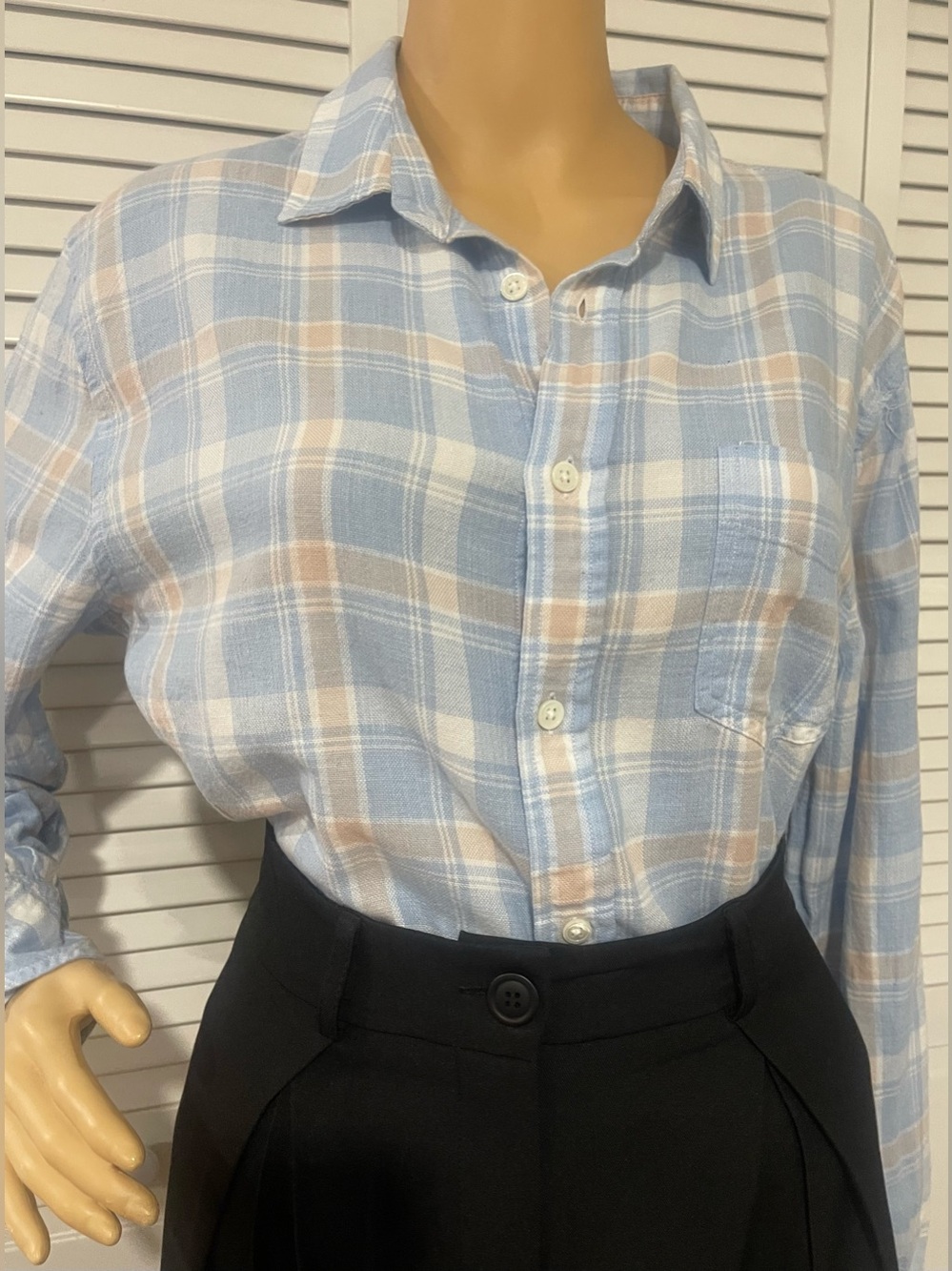 Rails Light Blue, Cream & Tan Plaid Button-Up